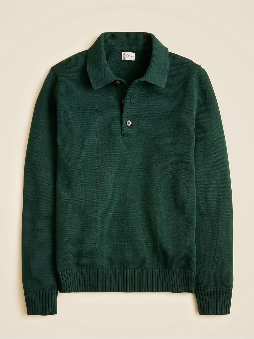 J. Crew Dark Forest Green Knit Polo Sweater